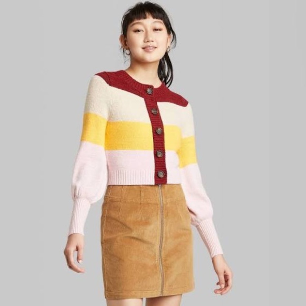 ⭐️Wild Fable Sweaters Cropped Button Front‎ Cardigan Color: Pink/Red size S